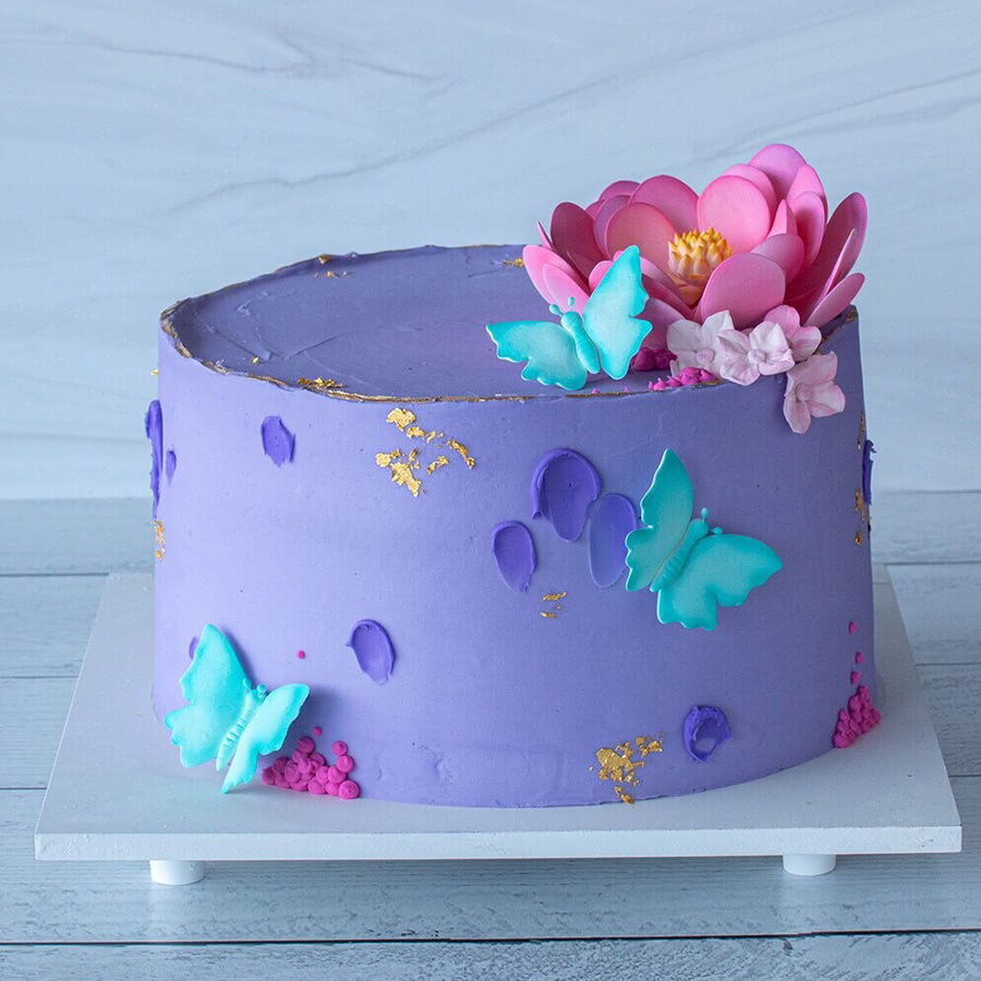 Purple Lotus Cake 10 Inch Round Cake